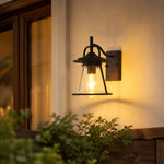 Bild in Gallery-Viewer laden, Black Glass Outdoor Wall Lantern Sconce