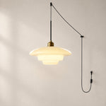 Charger l'image dans la visionneuse de galerie, Vintage Milk White Glass Plug-In Pendant Light