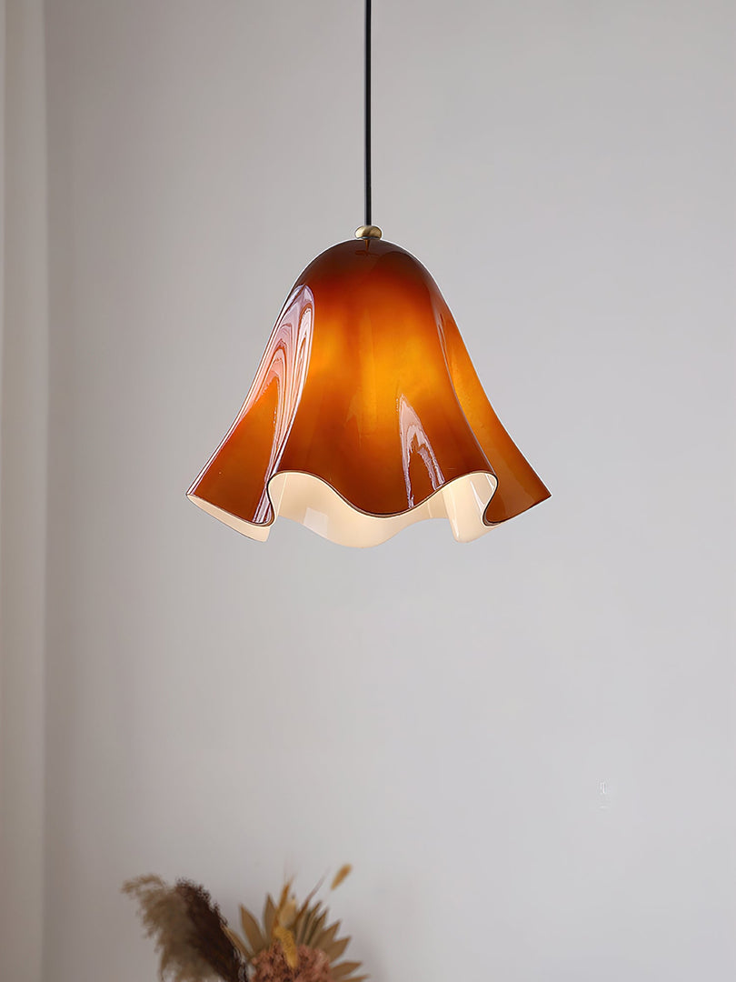 Undulating Glass Flower Plug-In Swag Pendant