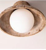 Cargar imagen en el visor de la Galería, Close view of natural wood grain around the glass globe