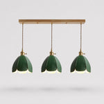 Load image into Gallery viewer, Three-light green leather linear pendant