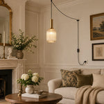 Charger l'image dans la visionneuse de galerie, Retro ribbed glass plug-in pendant light in a home interior