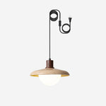Charger l'image dans la visionneuse de galerie, Wood-Tone Metal Glass Plug-In Pendant
