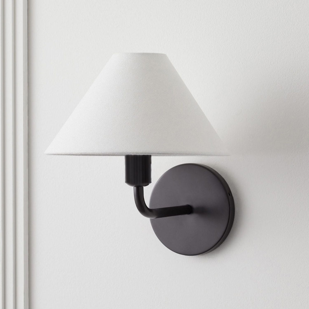 Gilda Fabric Drum Shade Wall Sconce - Modern Brass Accent Light for Bedroom and Hallway