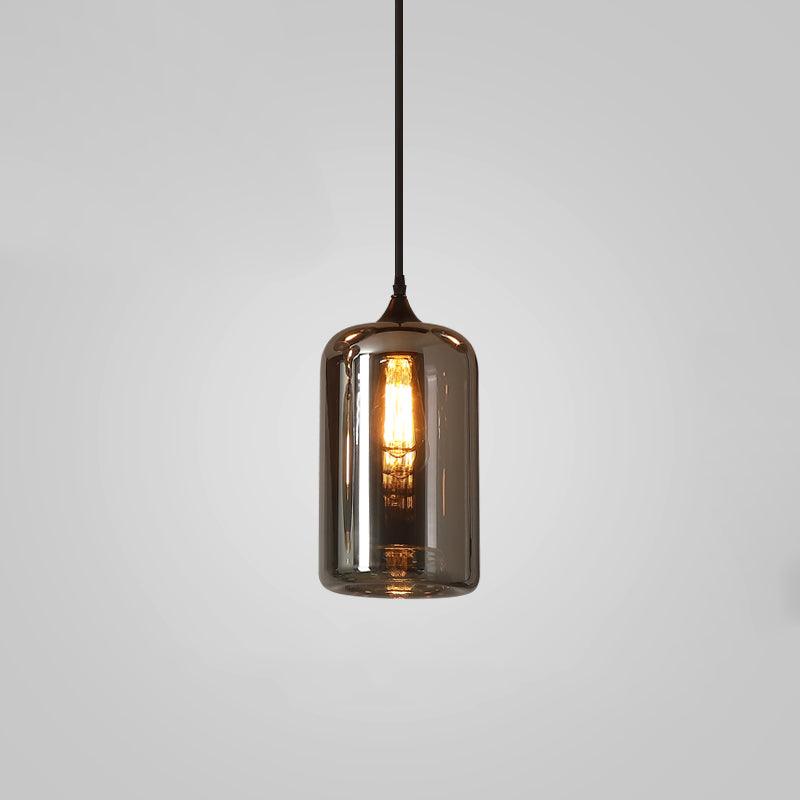 Smoky Gray Hand-Blown Glass Plug-In Pendant