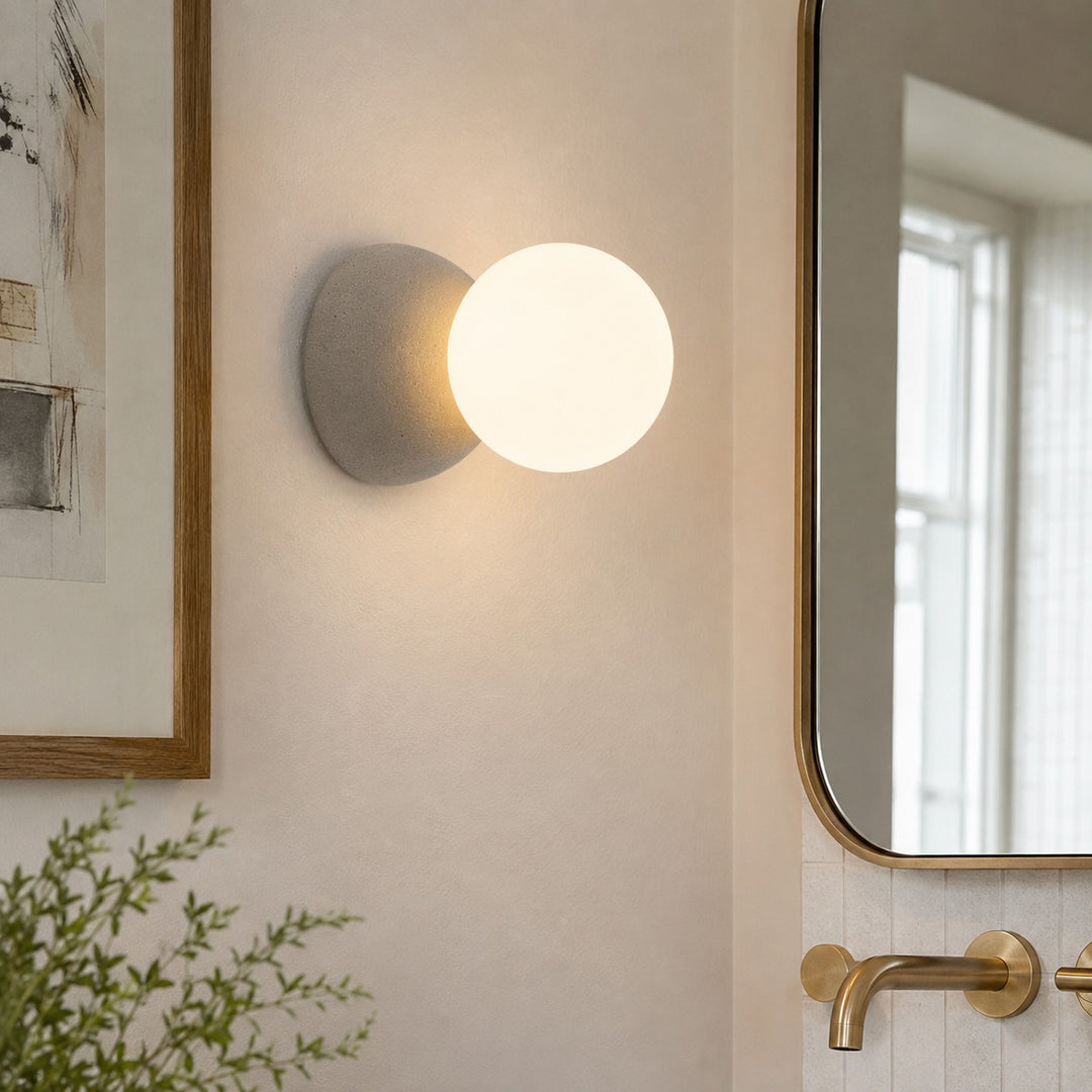Sculptural Concrete Globe Wall Lamp