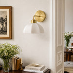 Load image into Gallery viewer, Milk glass wall lamp styled in a classic entryway