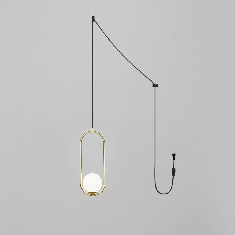 Pearl Glass Sphere Brass Plug-In Pendant