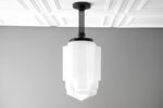 Cargar imagen en el visor de la Galería, Geotower Glass Opaline Globe Skyscraper Pendant – Art Deco Modern Indoor Accent Light
