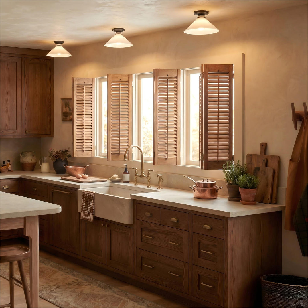 Aurenza Modern Industrial Flush Mount: Elegante lámpara de techo para interiores residenciales