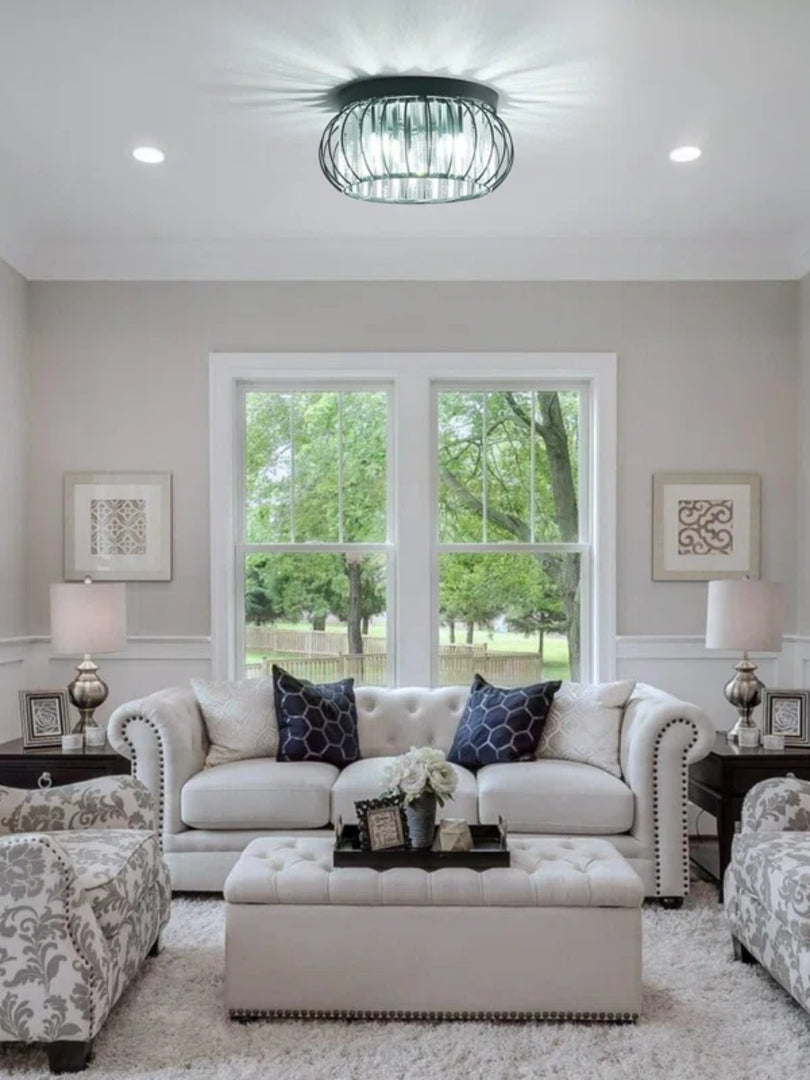Modern Semi-Recessed Crystal Ceiling Lamp