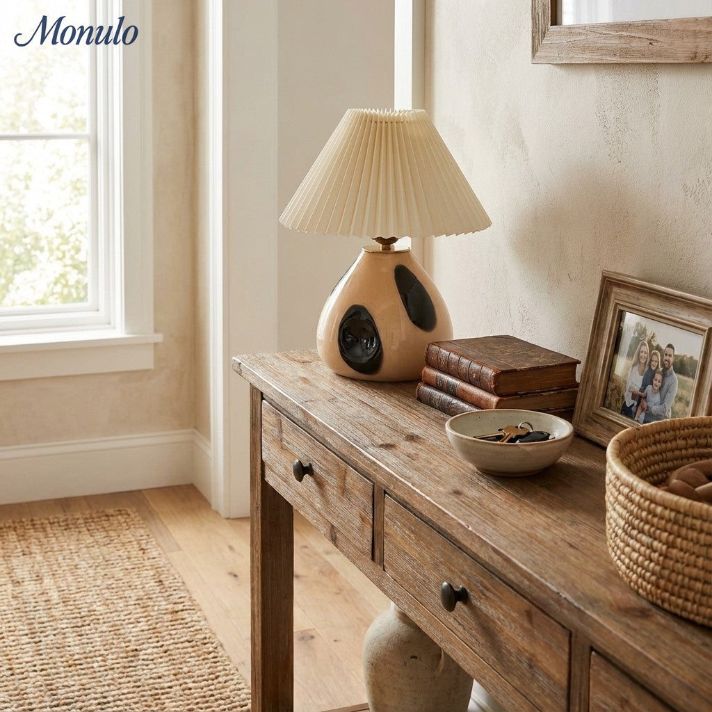 Lampe de table plissée en tissu minimaliste Undara - Éclairage nordique moderne pour bureau à domicile et tables d'appoint