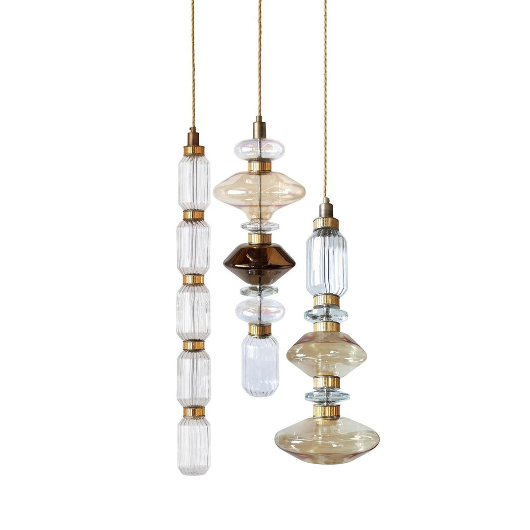 Suspension contemporaine - Fer, métal, verre, or, marron, résistante à l'humidité