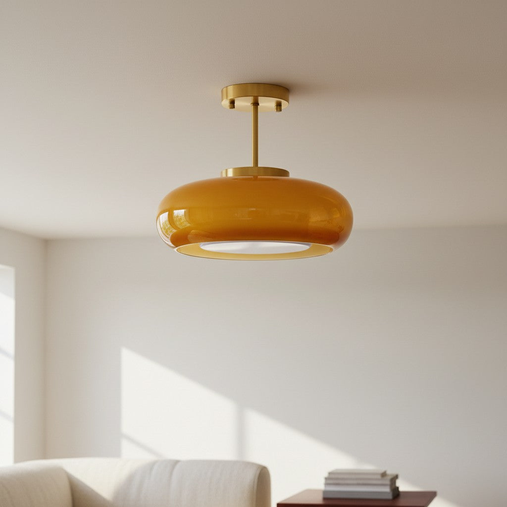 Lámpara de techo redonda de vidrio moderna Bauvia Estilo Bauhaus limpio Iluminación ambiental cómoda N63