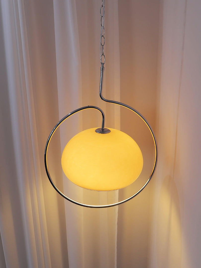 Rounded Glass Chrome Swag Pendant Light
