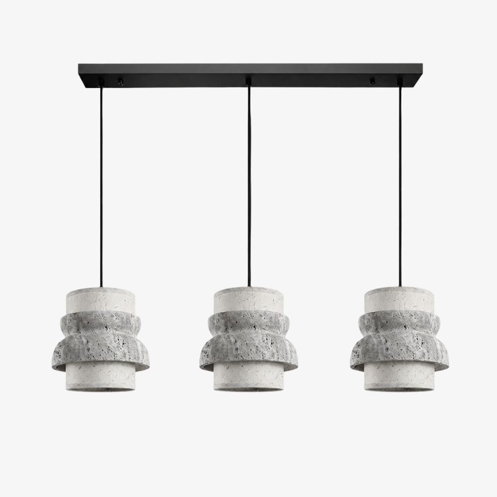 Style A gray travertine stone pendant light with three heads