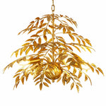 Cargar imagen en el visor de la Galería, Four layer gold palm leaf chandelier on a white background