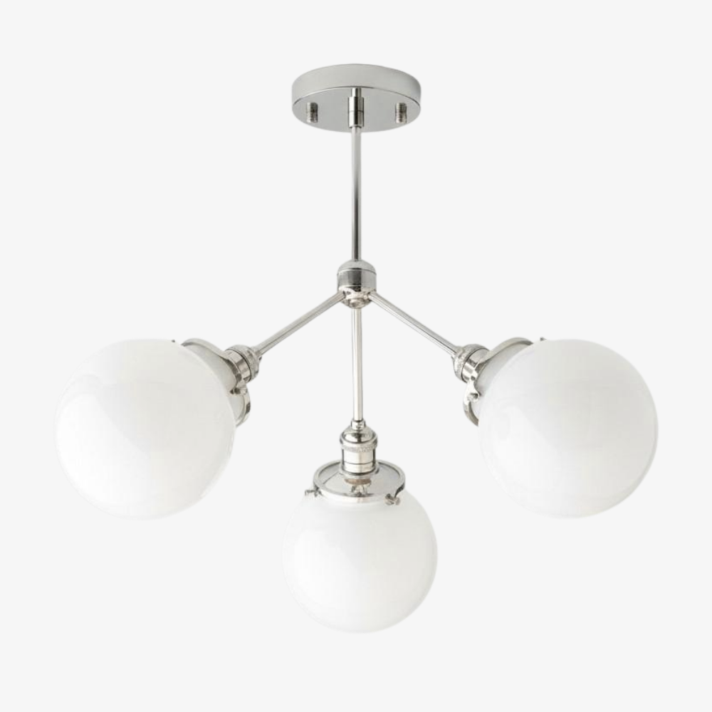 Glorica Glass Opal Globe Semi-Flush Ceiling Light – Modern Mid-Century Dining Room Fixture
