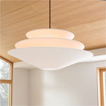 Load image into Gallery viewer, Solivara 3 Tier Linen Pendant Light – Modern White Linen Pendant
