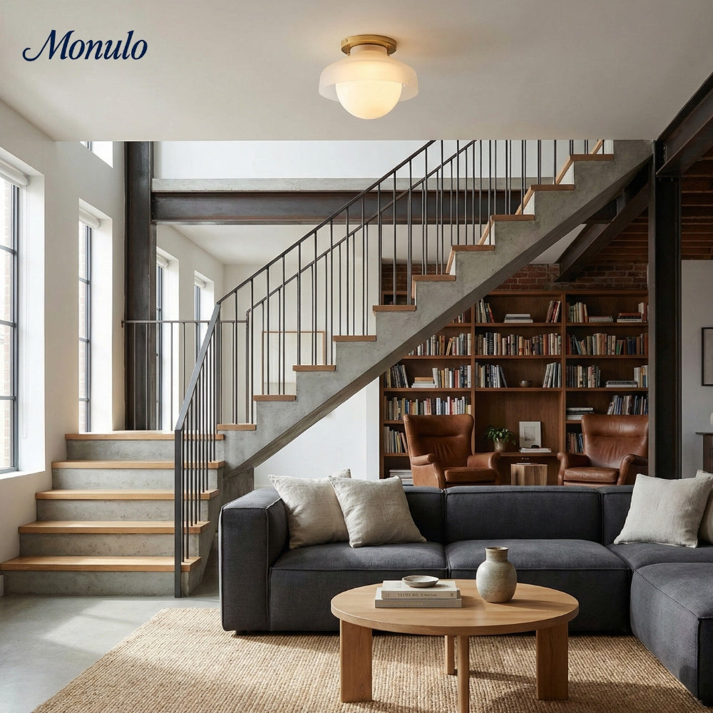 Hanton Aufputz-Deckenleuchte – Modernes minimalistisches Leuchtmittel mit Milchglas- und Metallschirm