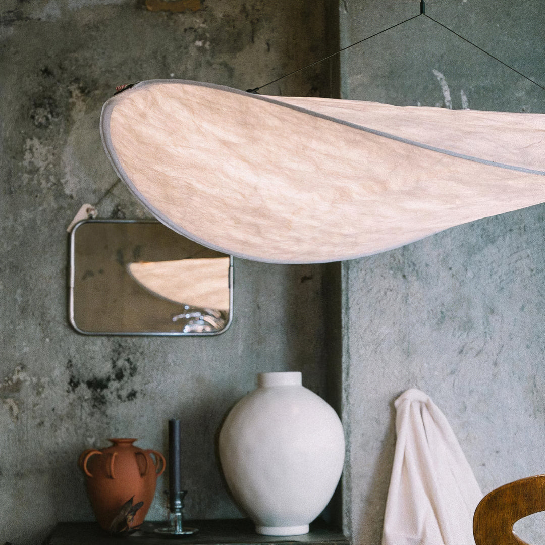 White Silk Cloth Plug-In Pendant Lamp