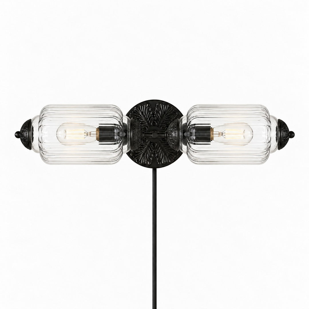Eloise fluted milk-glass plug-in wall sconce