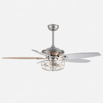 Cargar imagen en el visor de la Galería, Silver caged ceiling fan light, 132 cm / 52"