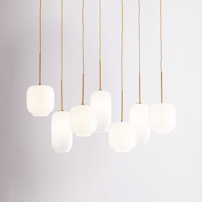 Lumivelle Sculptural 7-Light Chandelier – Adjustable Height Modern Glass Pendant