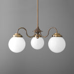 Load image into Gallery viewer, Glorica Glass Vintage Globe Chandelier - Brass 3-Light Frosted Glass Hanging Fixture

