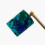 Load image into Gallery viewer, Close view of the blue green floral printed fabric shade and top joint