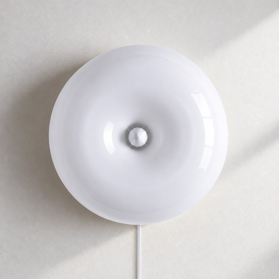 Round Disc Centre Button Blown Glass Wall Light