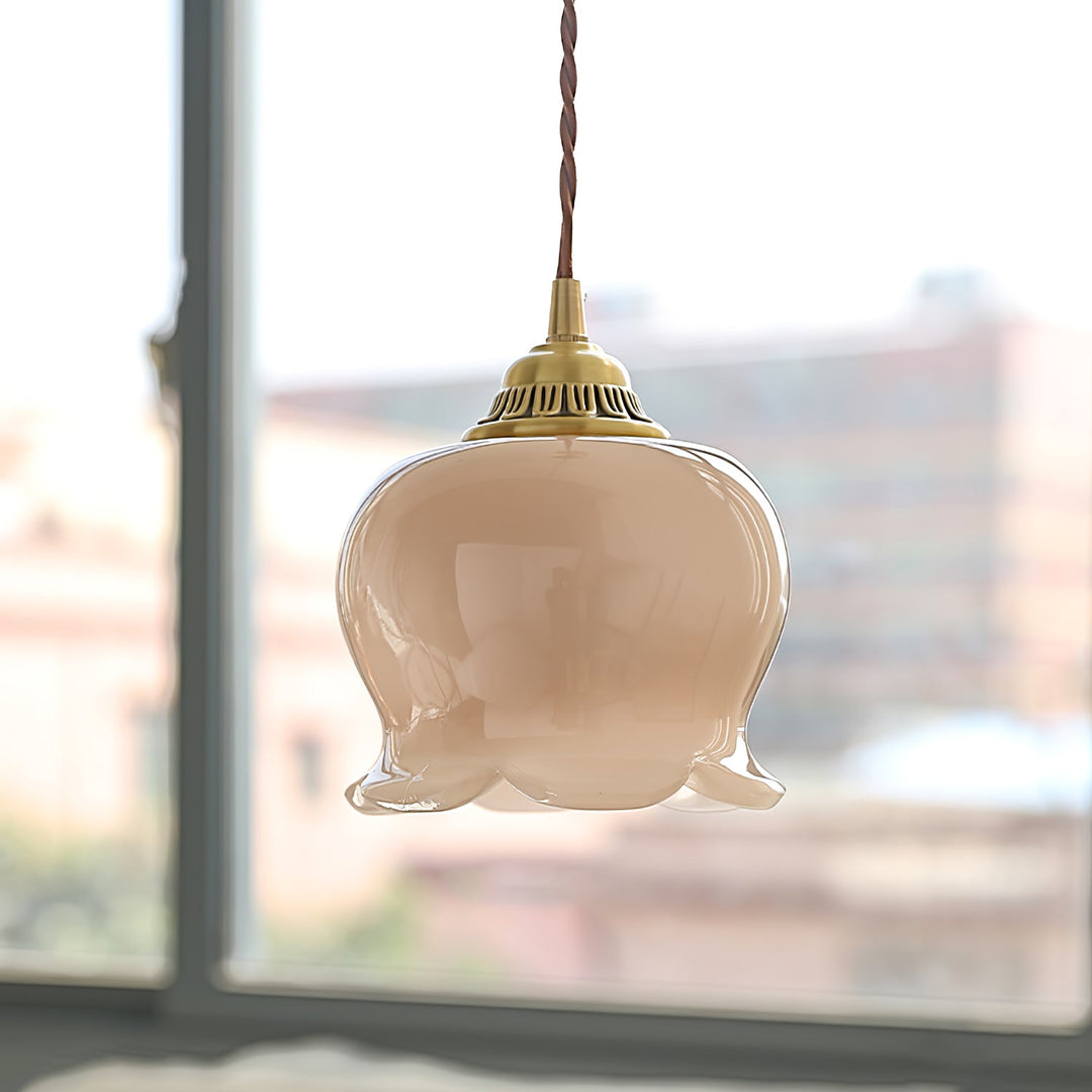 Brass Resin Petal Plug-In Pendant