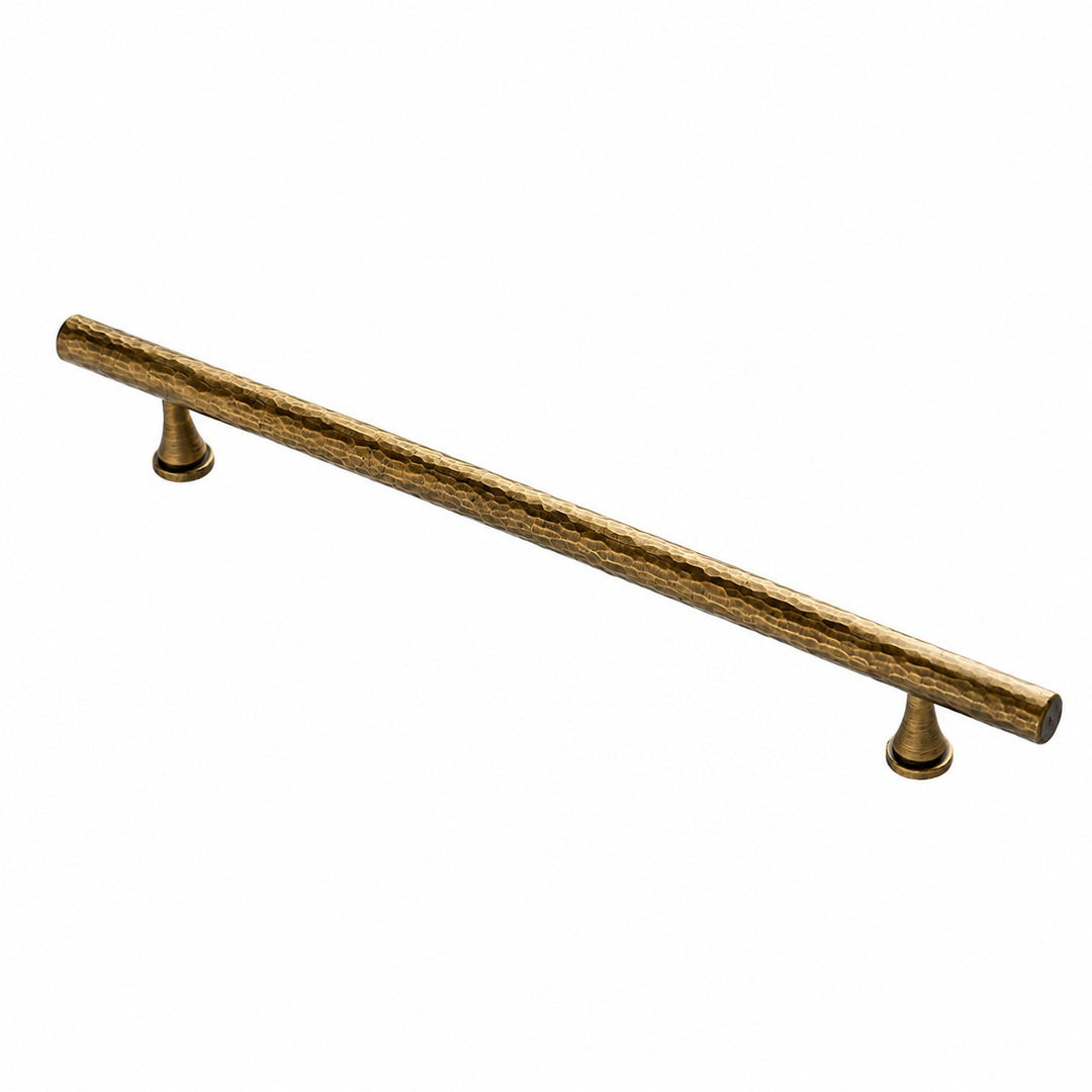 Antique Brass hammered bar pull with 12.6 inch or 320 mm centers
