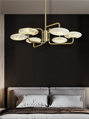 Unique Round Disc Shape Bruc Alabaster Chandelier