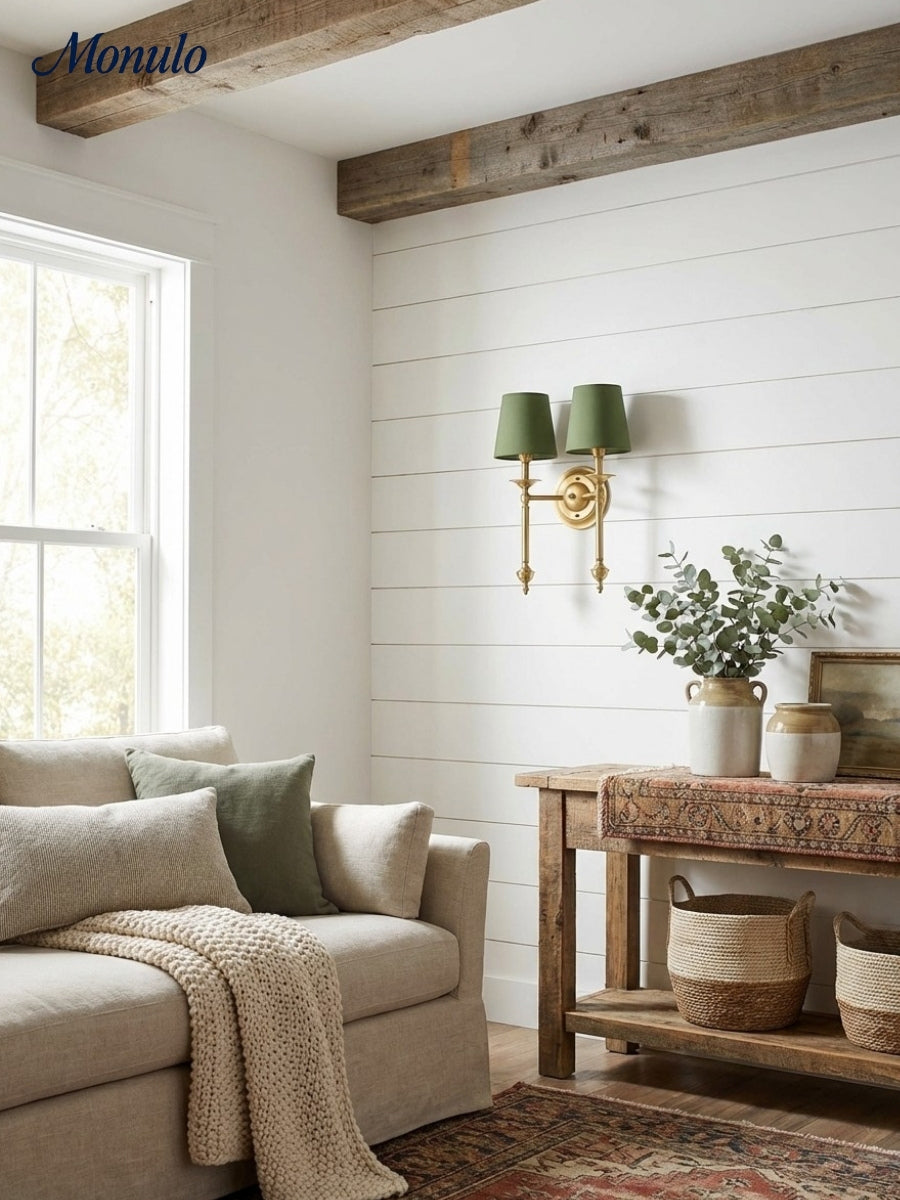 Rowan Fabric Shade Wall Sconce in Antique Copper - Vintage Luxury Light for Interiors