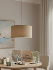 Dumora Woven Texture Drum Shade Pendant – Modern Minimalist Ceiling Lamp for Dining & Living Room