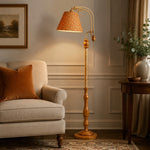 Load image into Gallery viewer, Vintage Wood and Fabric Floor Lamp