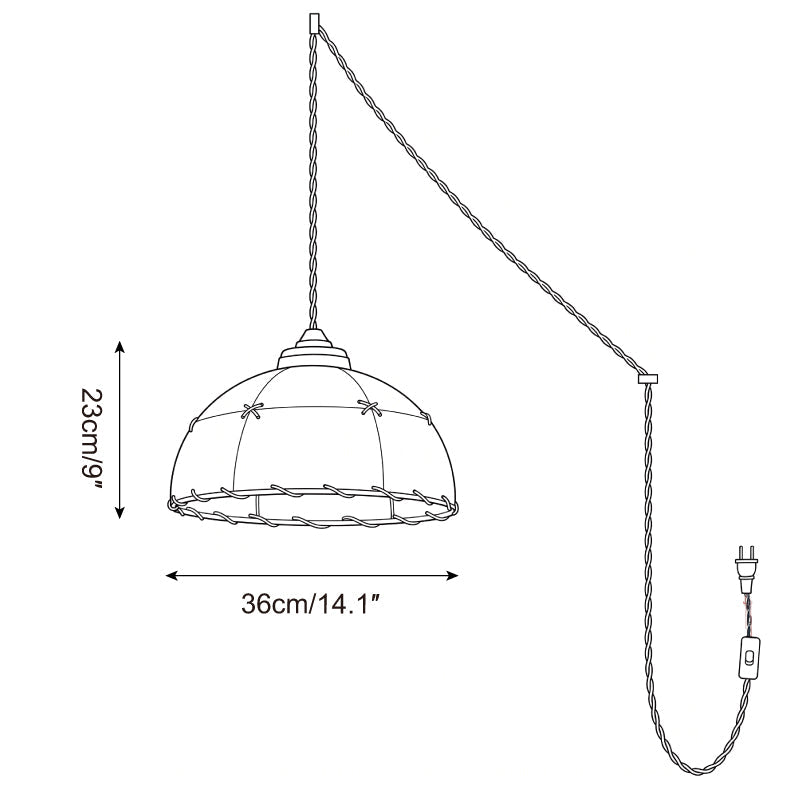 Laced Fabric Plug-In Swag Pendant