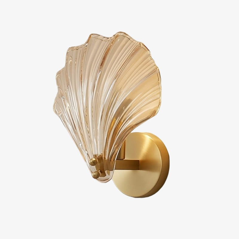 Applique murale Shellora élégante en coquillage – Lampe murale sculpturale en verre et métal pour la maison N44
