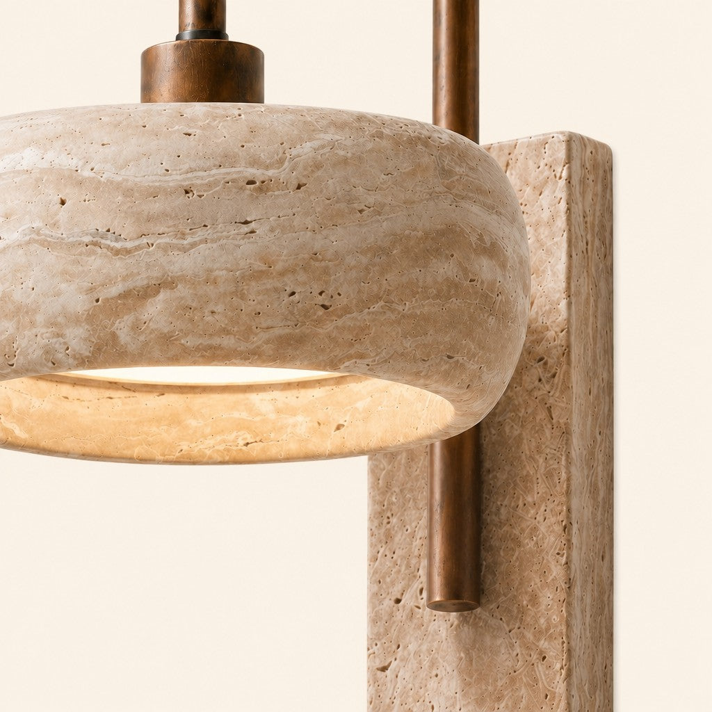 Travira Wabi Sabi Travertine Wall Sconce — Vintage for Bedroom or Living Room