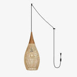 Bild in Gallery-Viewer laden, Woven Rattan Wood Plug-In Pendant Light