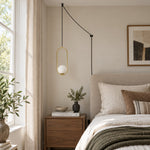 Load image into Gallery viewer, Pearl Glass Sphere Brass Plug-In Pendant