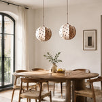 Bild in Gallery-Viewer laden, Cream polka dot pendant lamp in a warm dining room