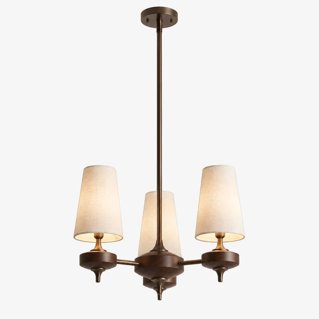 Hour Rho chandelier with white velvet shades, 3 lights