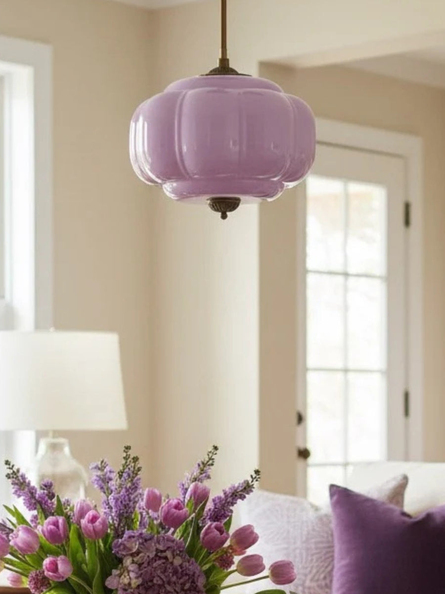 Vintage Milk Glass Semi Flush Mount Eloise Pendant Light
