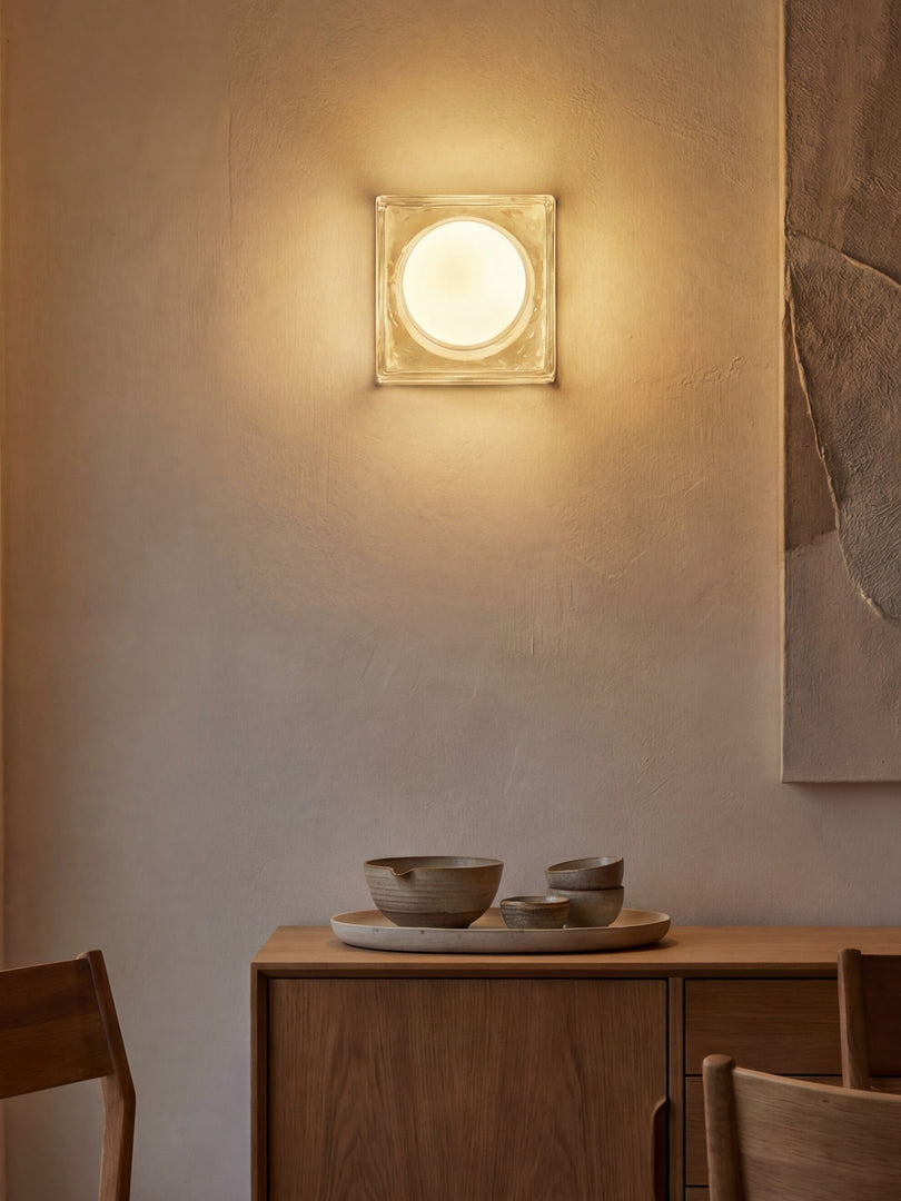 Aplique de Pared de Vidrio Ópalo Vellaro - Iluminación Minimalista Moderna para Cocina