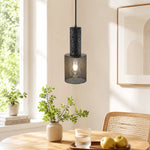 Cargar imagen en el visor de la Galería, Textured Black Mesh Pendant Light 1