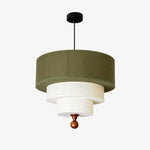 Bild in Gallery-Viewer laden, White and green layered fabric drum pendant light
