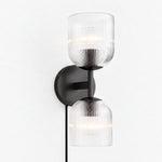 Bild in Gallery-Viewer laden, Black ribbed-glass wall sconce, two lights