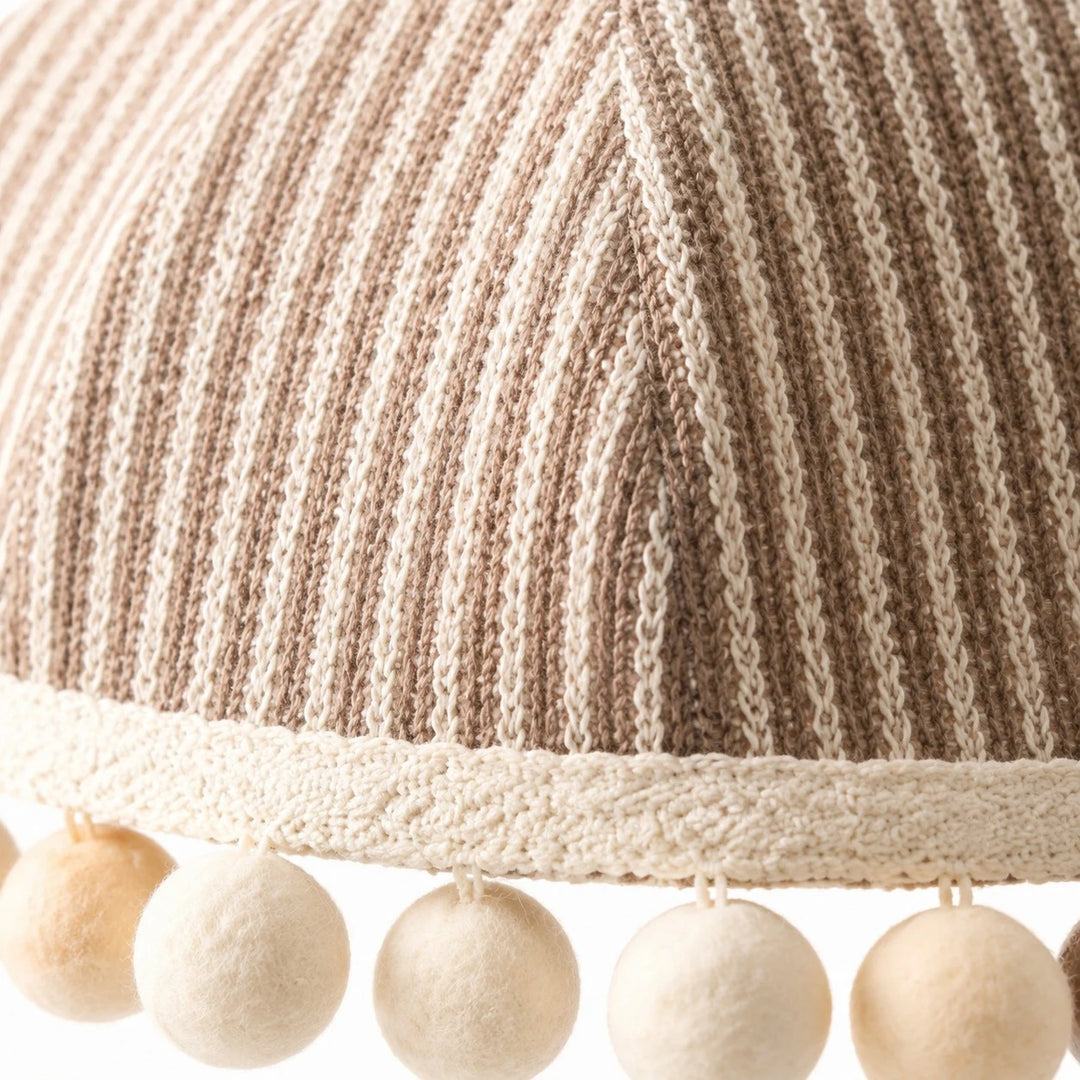 French Cream Pom Pom Fabric Pendant Light